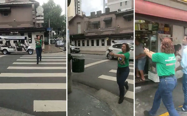 Imagens da deputada bolsonarista Carla Zambelli armada perseguindo um homem nas ruas dos Jardins, em São Paulo