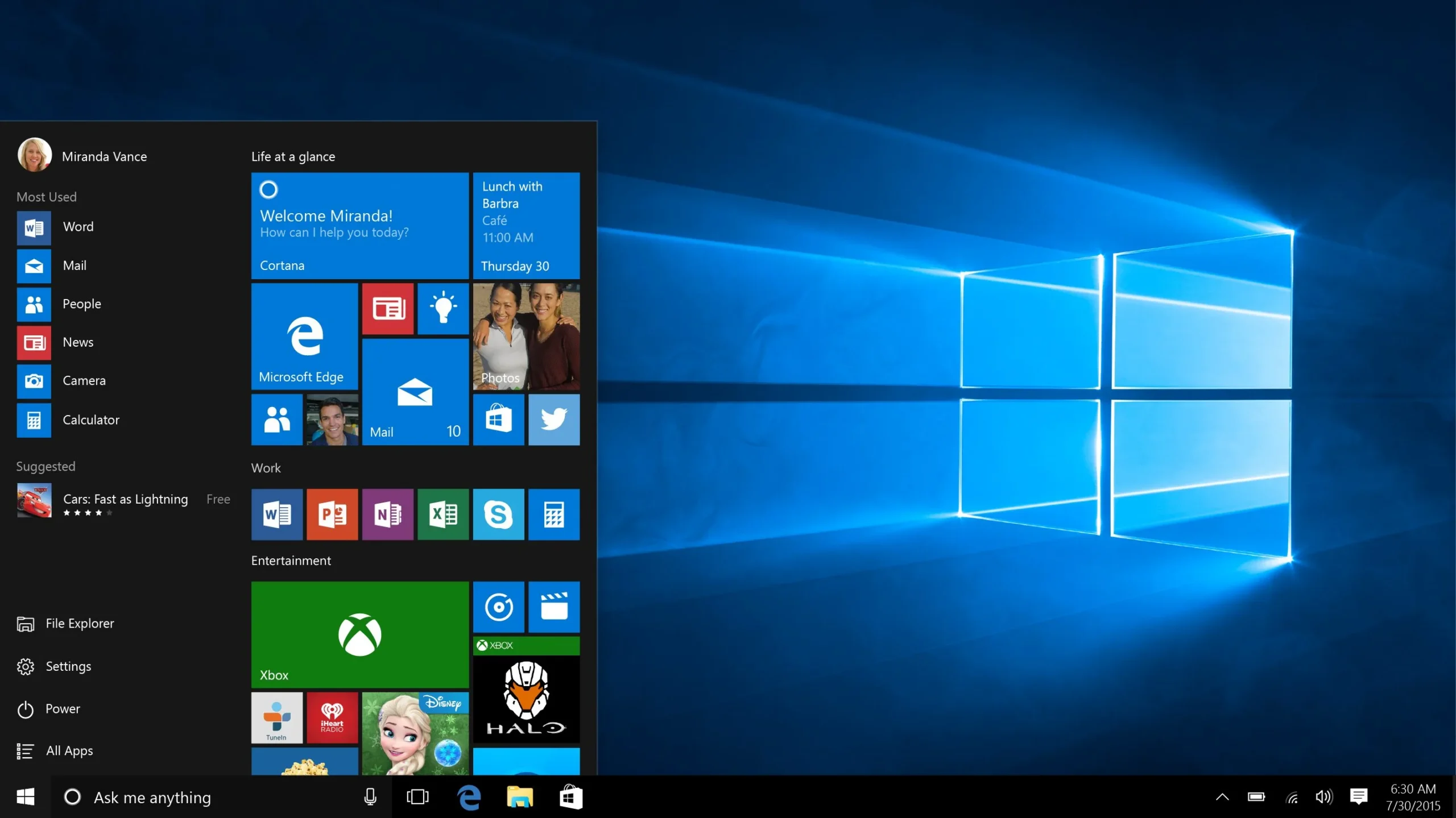 Tela do Windows 10