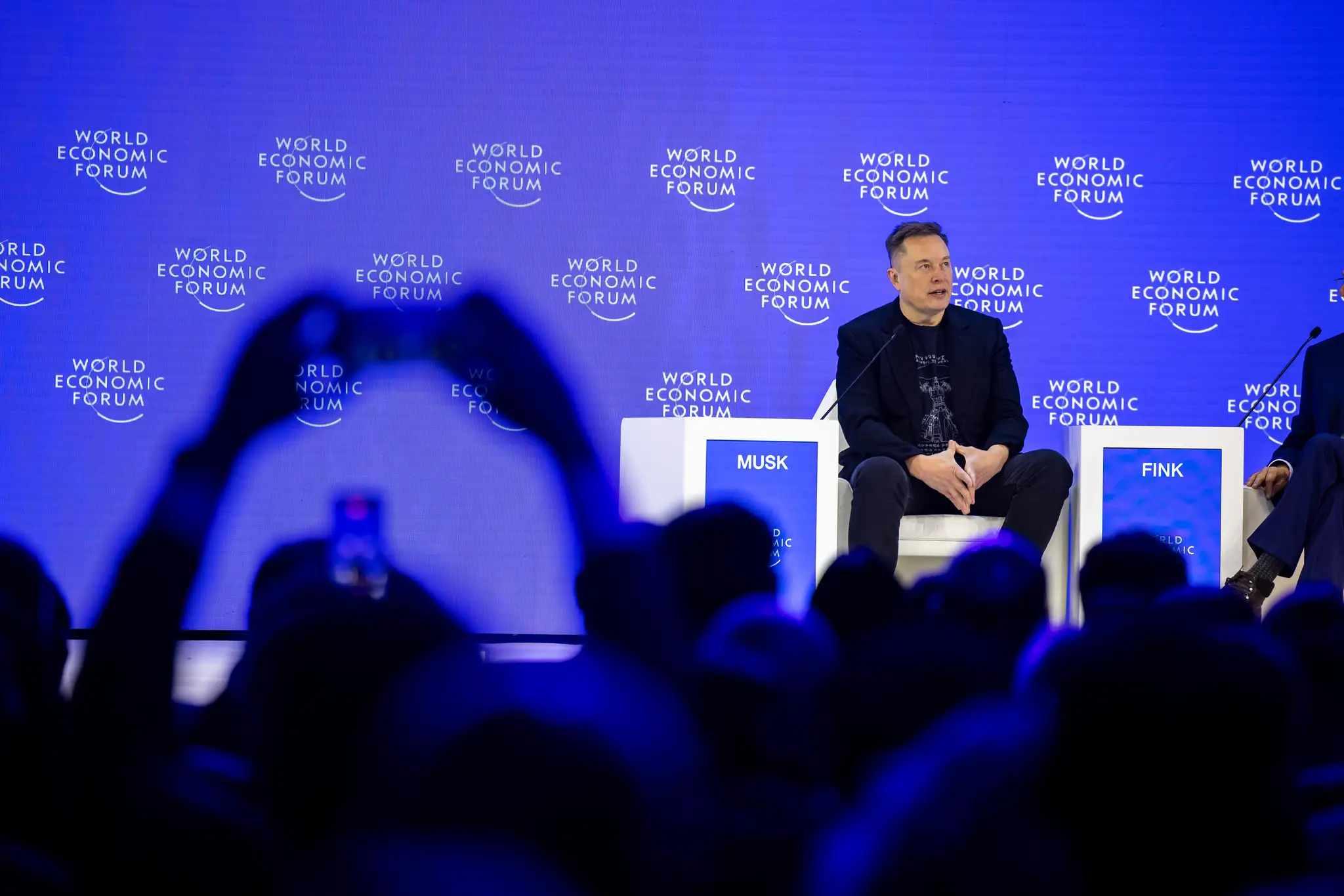 Elon Musk durante o Fórum Econômico Mundial