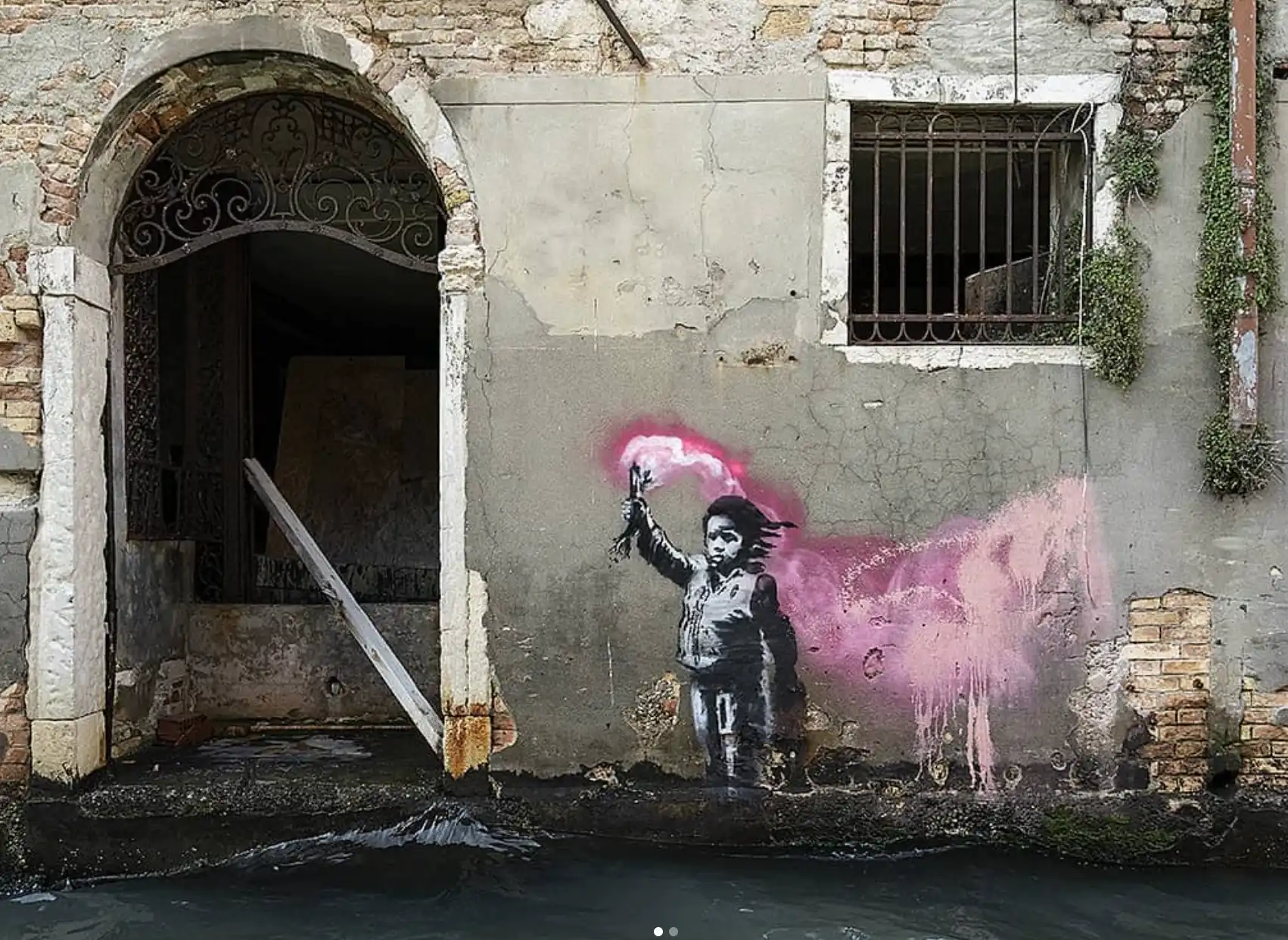 Grafite feito por Banksy e publicado em seu Instagram