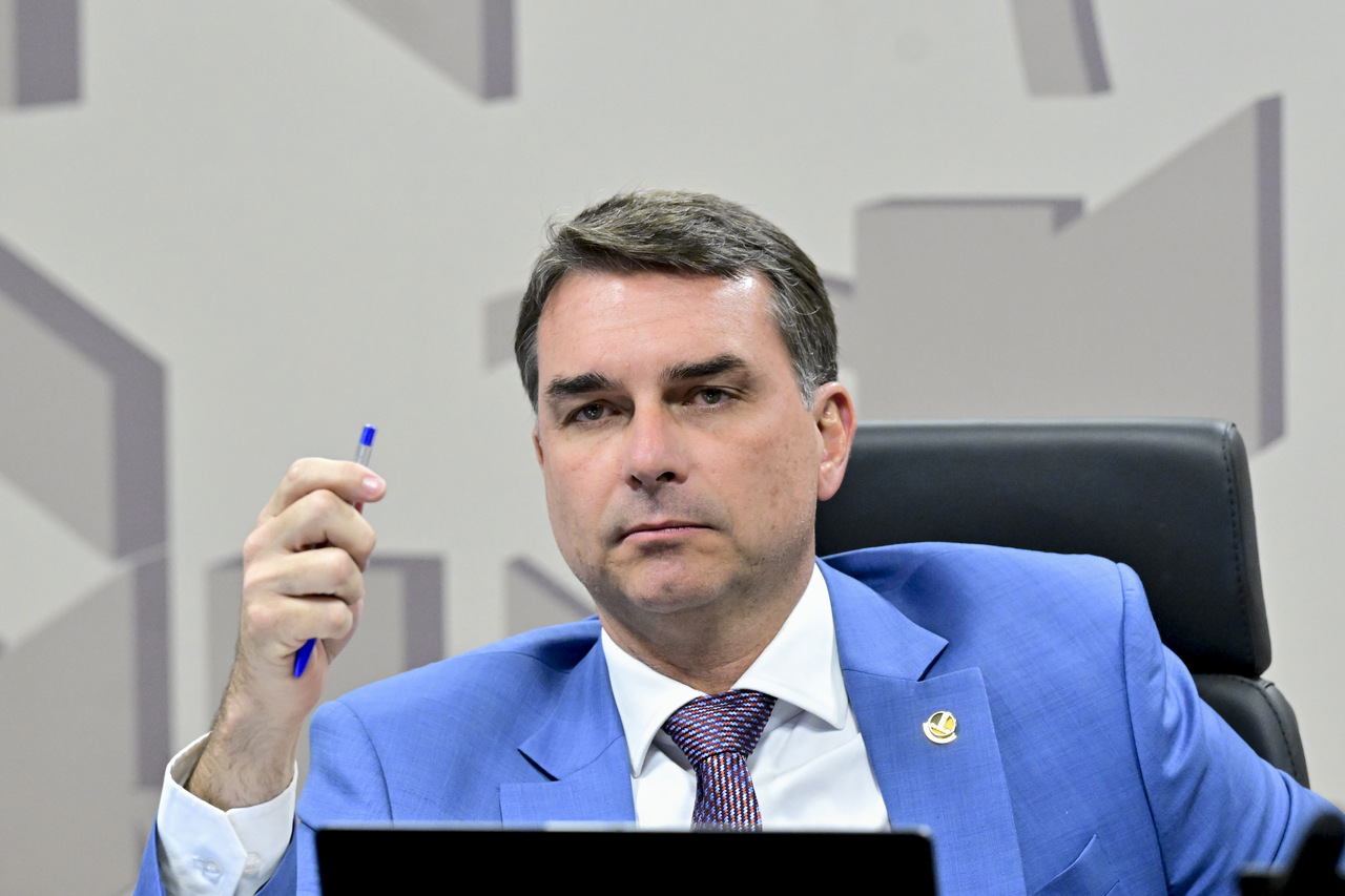 Flávio Bolsonaro em sessão da Comissão de Segurança Pública do Senado